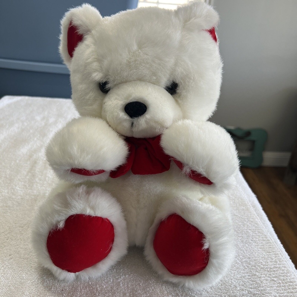 1994 Rc Willey‎ Teddy Bear White/red B3 Plush